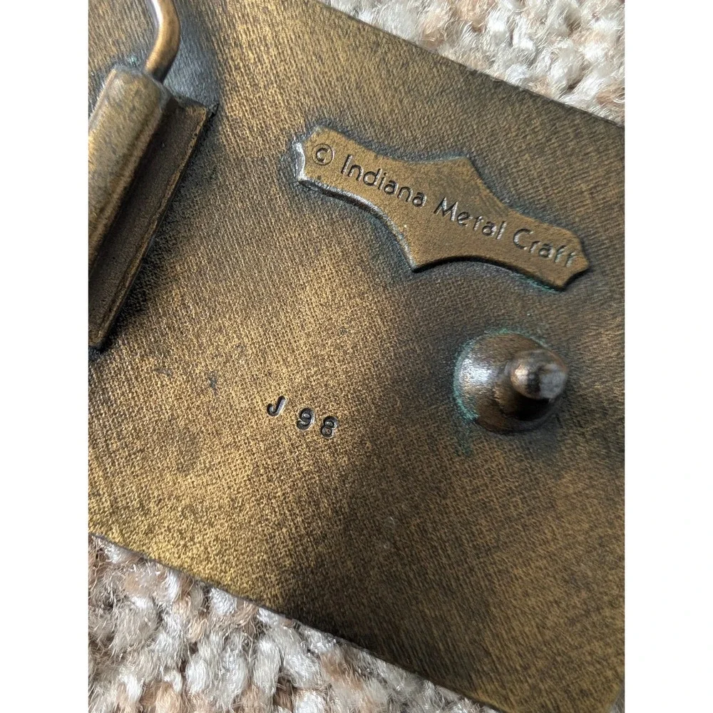 Vintage Indiana Metal Craft Bluegrass Fiddle Player Brass Belt Buckle J 98